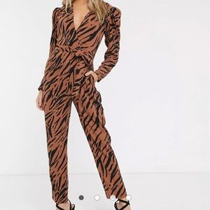 ASOS DESIGN tea jumpsuit in tiger print NWOT